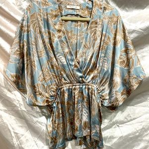 Brand new Vici Mustard seed cinch waist tropical top